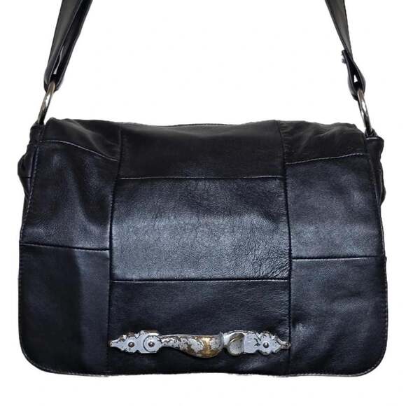 Unique Vintage Handbags - Accessories Custom Y2K Genuine Leather Patchwork Moto Shoulder Bag